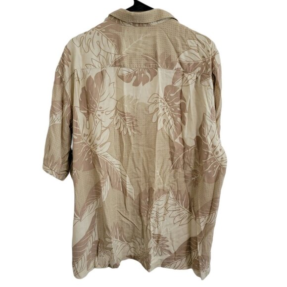 Cubavera Hawaiian Shirt Mens Size XXL Button Front Ferns Short Sleeve Tan - Picture 2 of 4